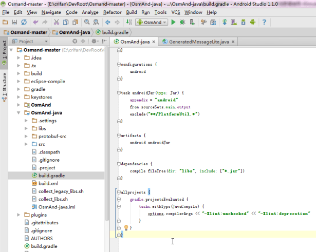 build.gradle added allproject xlint deprecation
