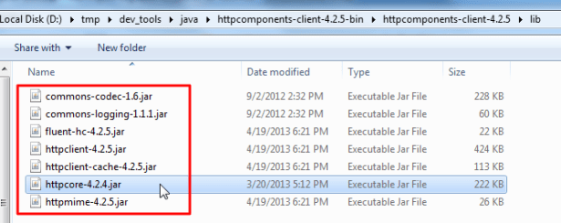 under httpcomponents-client has many jar