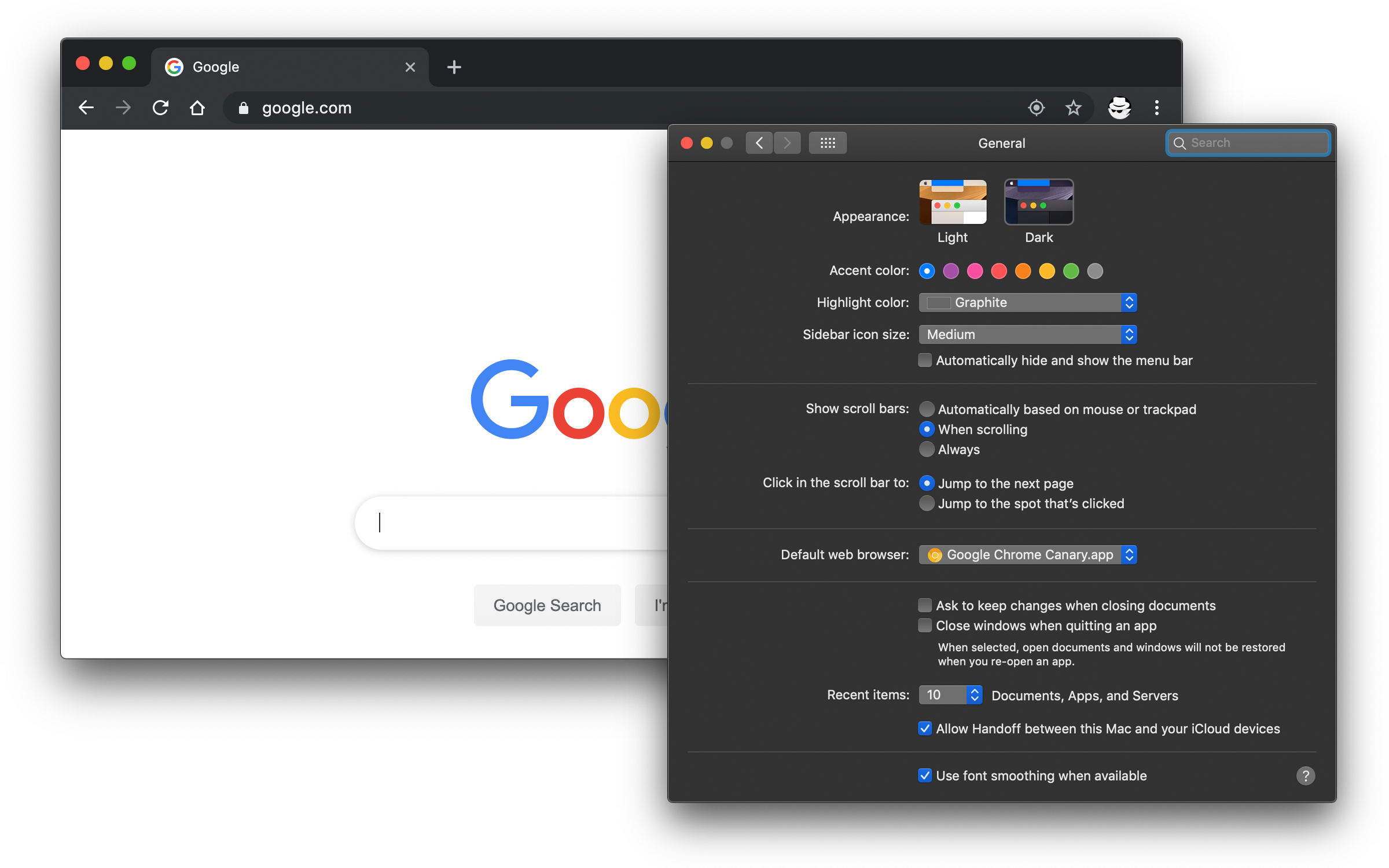 Chrome 跟随系统设置的黑色模式