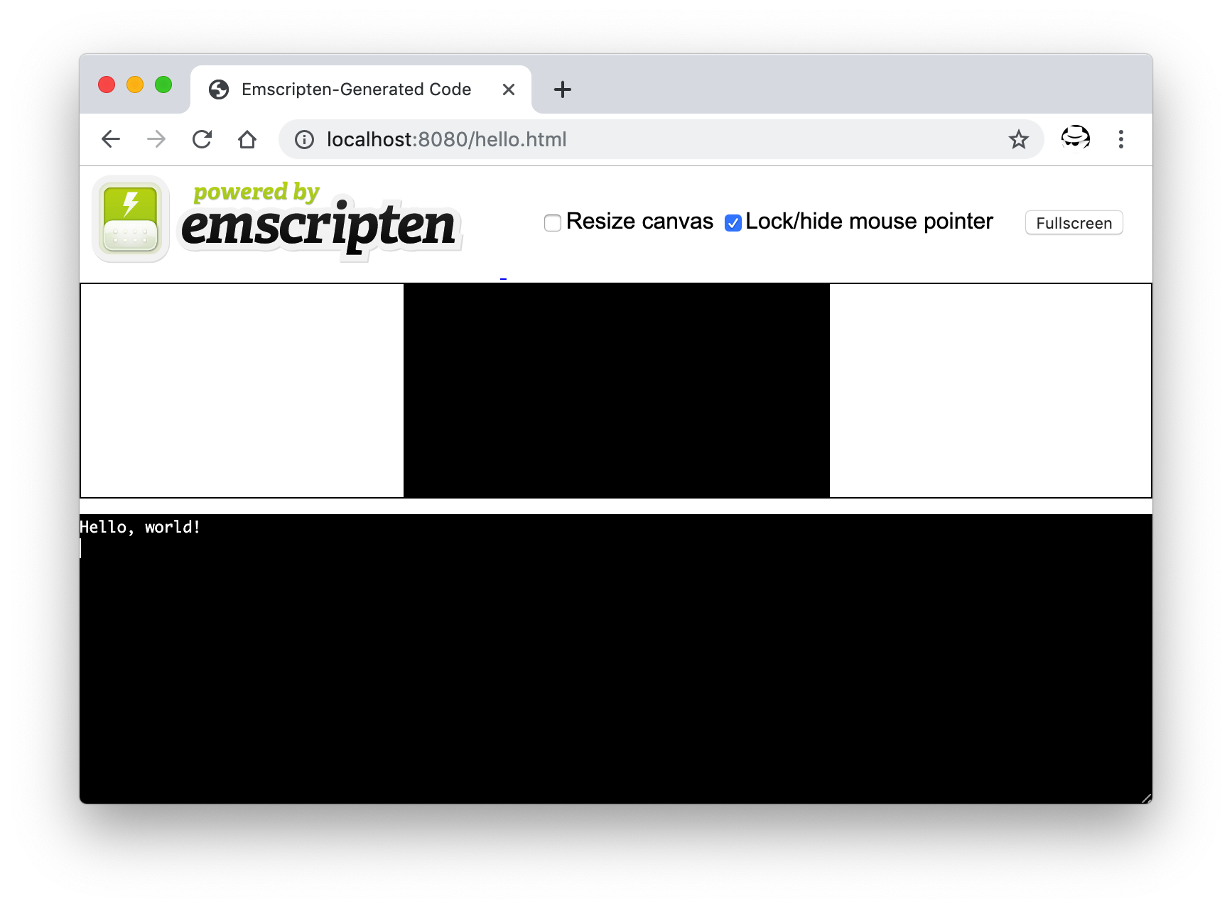WebAssembly Hello Wrold 運行效果