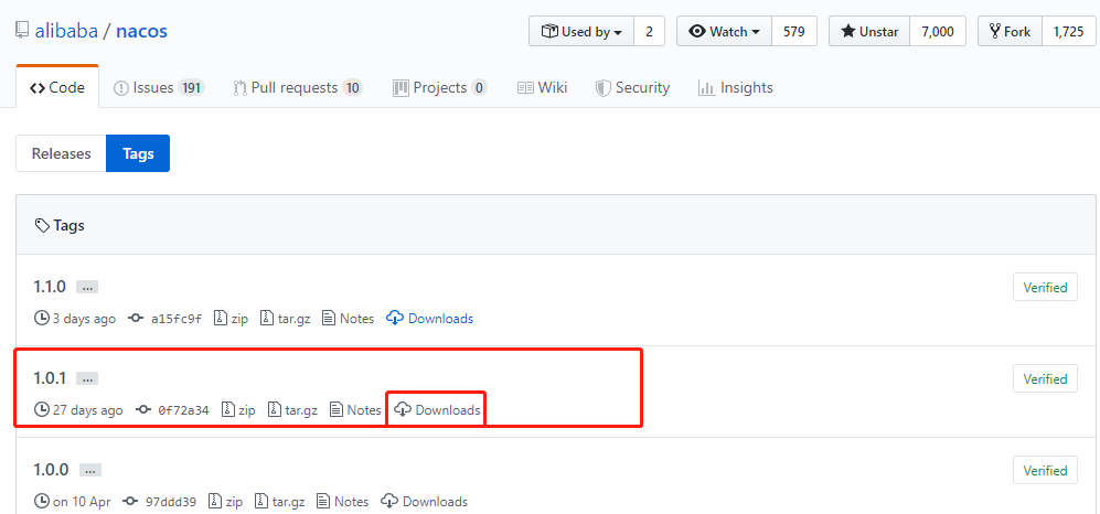 Nacos部分版本预览