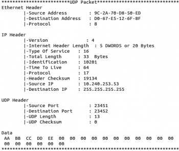Figure 9 UDP Packet