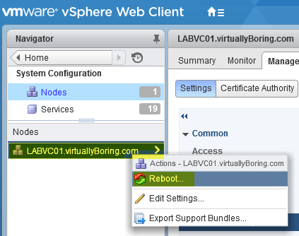 5 VCSA 6  - 重新啟動