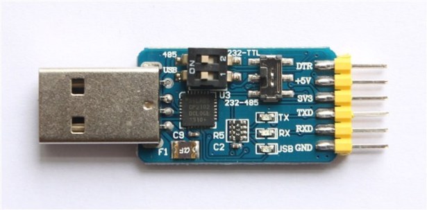 six-in-one cp2102 usb ttl 485 232 front