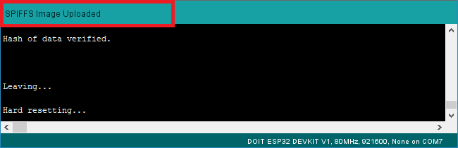 SPIFFS映像已上传到ESP32开发板