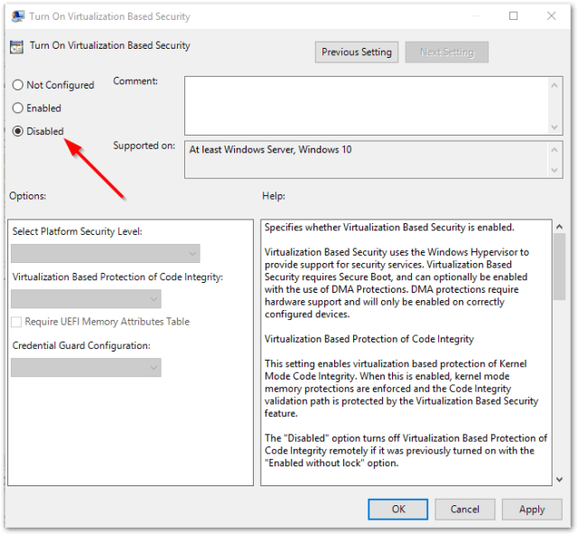 VMware Workstation and Device/Credential Guard are not compatible. : disabled