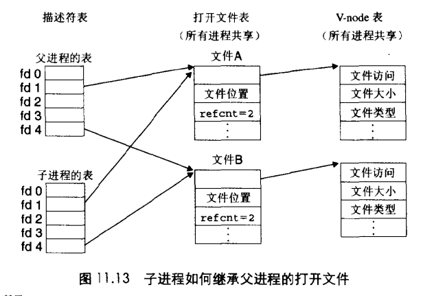子进程继承父进程的打开文件